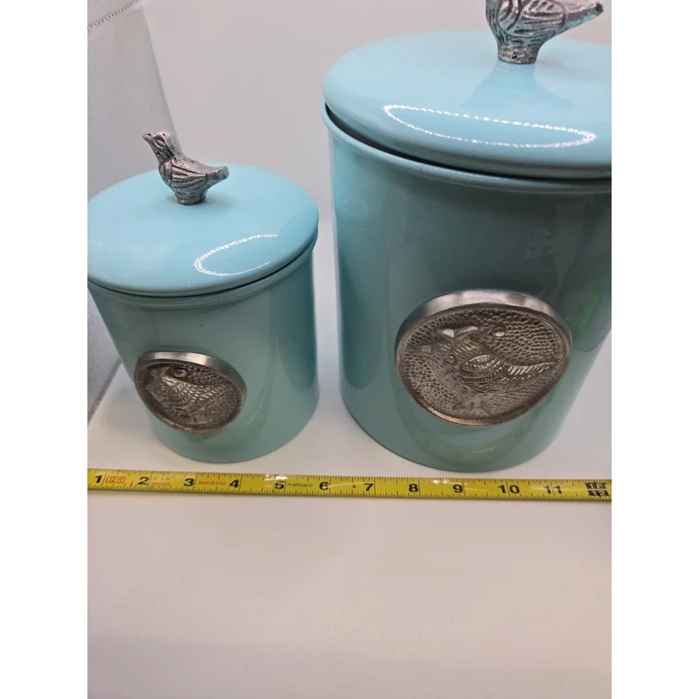 Old Dutch 2 Piece Lauren Bluebird Canister Set Robin Egg Blue Modern